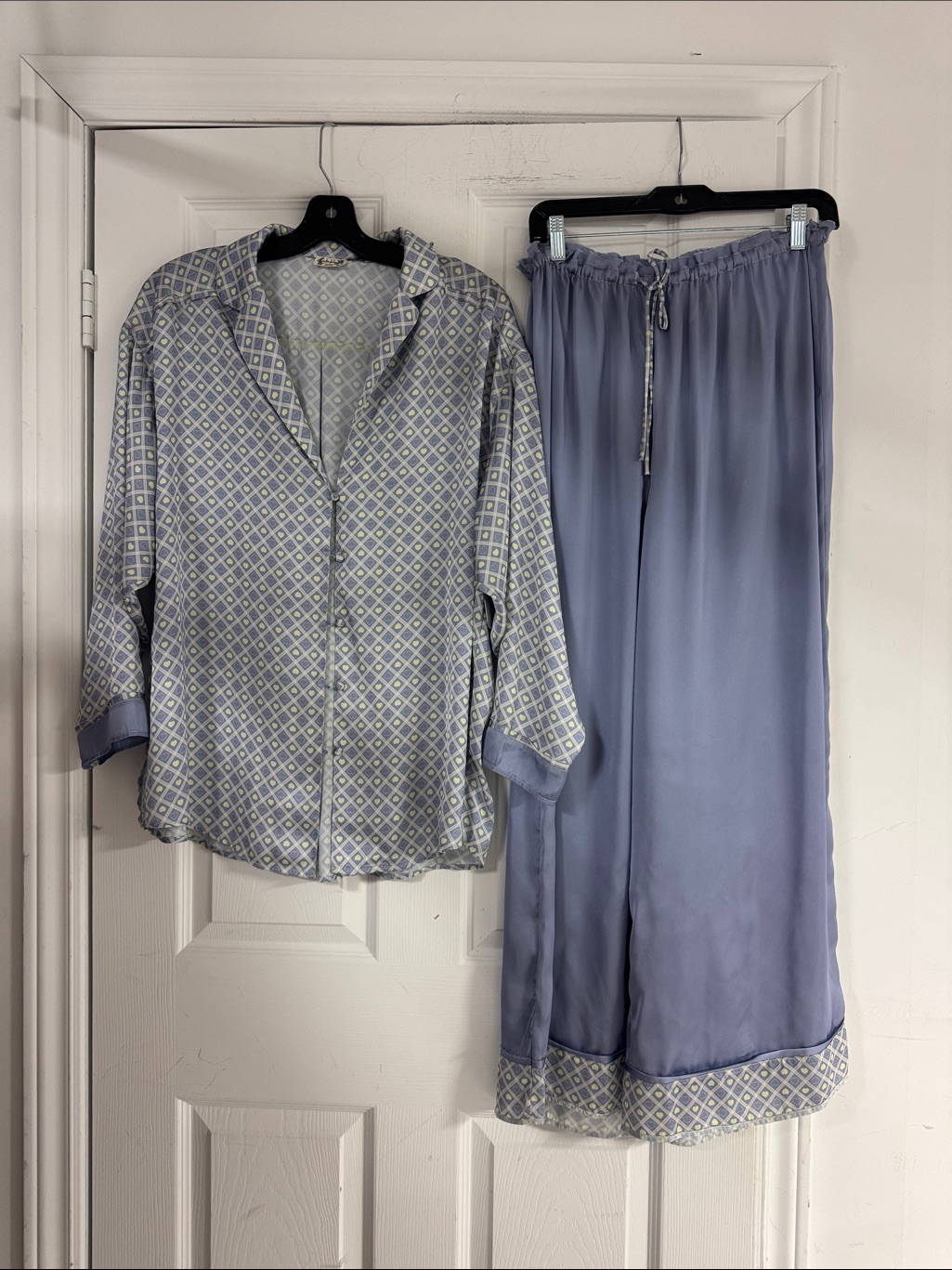 Free People Light Blue Patterned Two-Piece Pajama Set